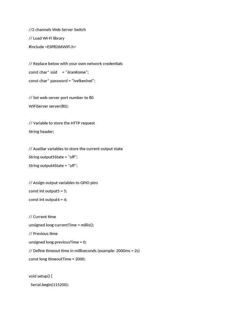 2 Channels Web Server Switch Sketch | PDF | Web Development ...