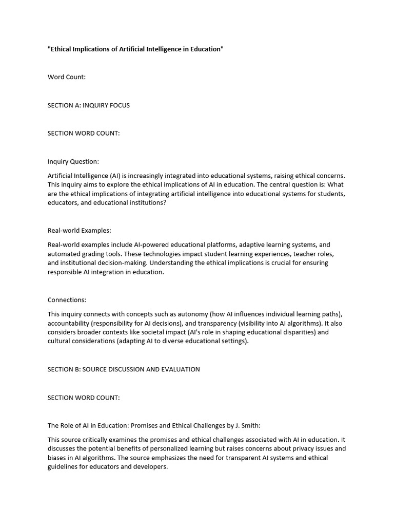 Ethical Implications of Artificial Intelligence in Education IA Idea ...