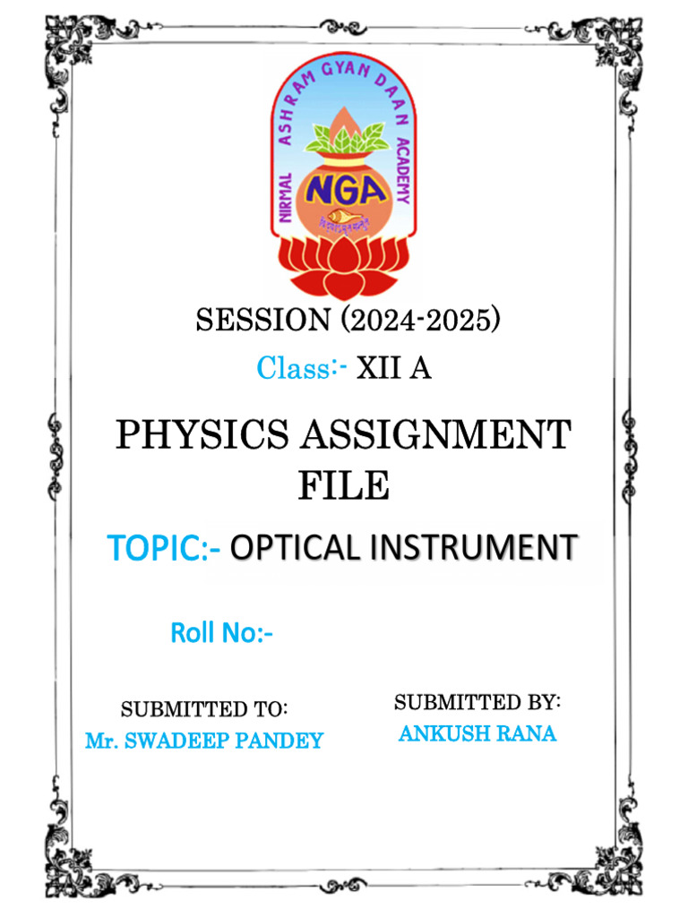 Optical Instrument Assignment XII A | PDF