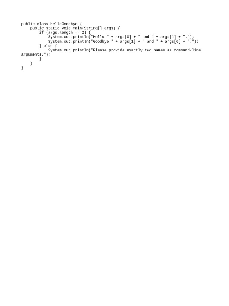 HelloGoodbye Java | PDF