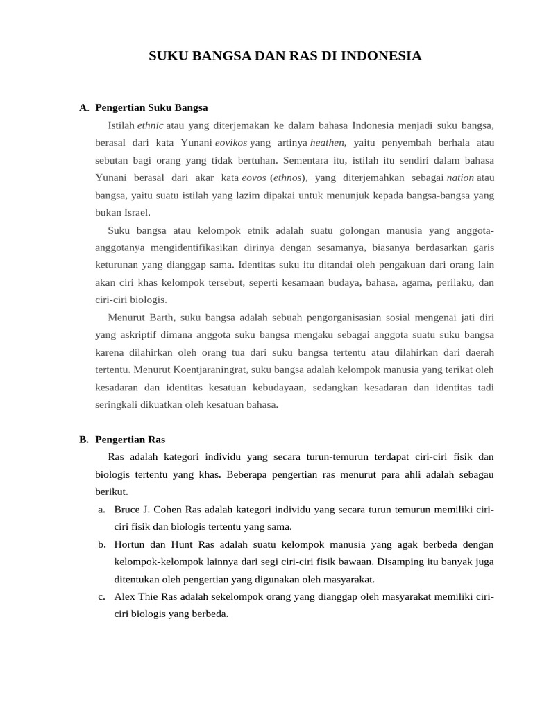 Suku dan Ras di Indonesia | PDF