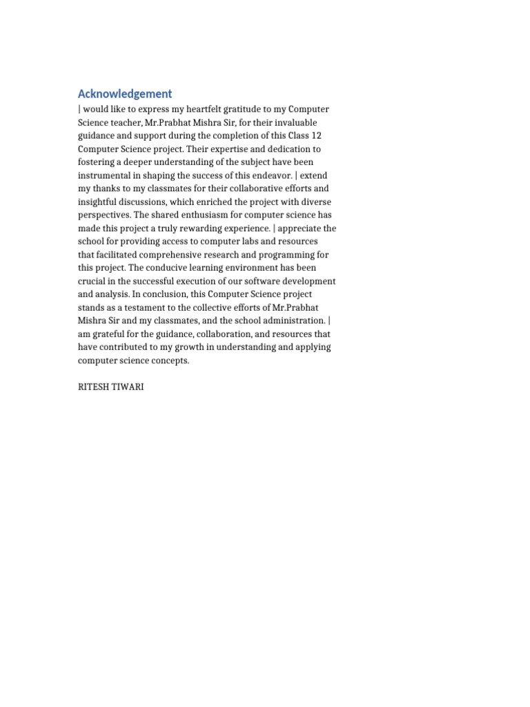 Acknowledgement | PDF