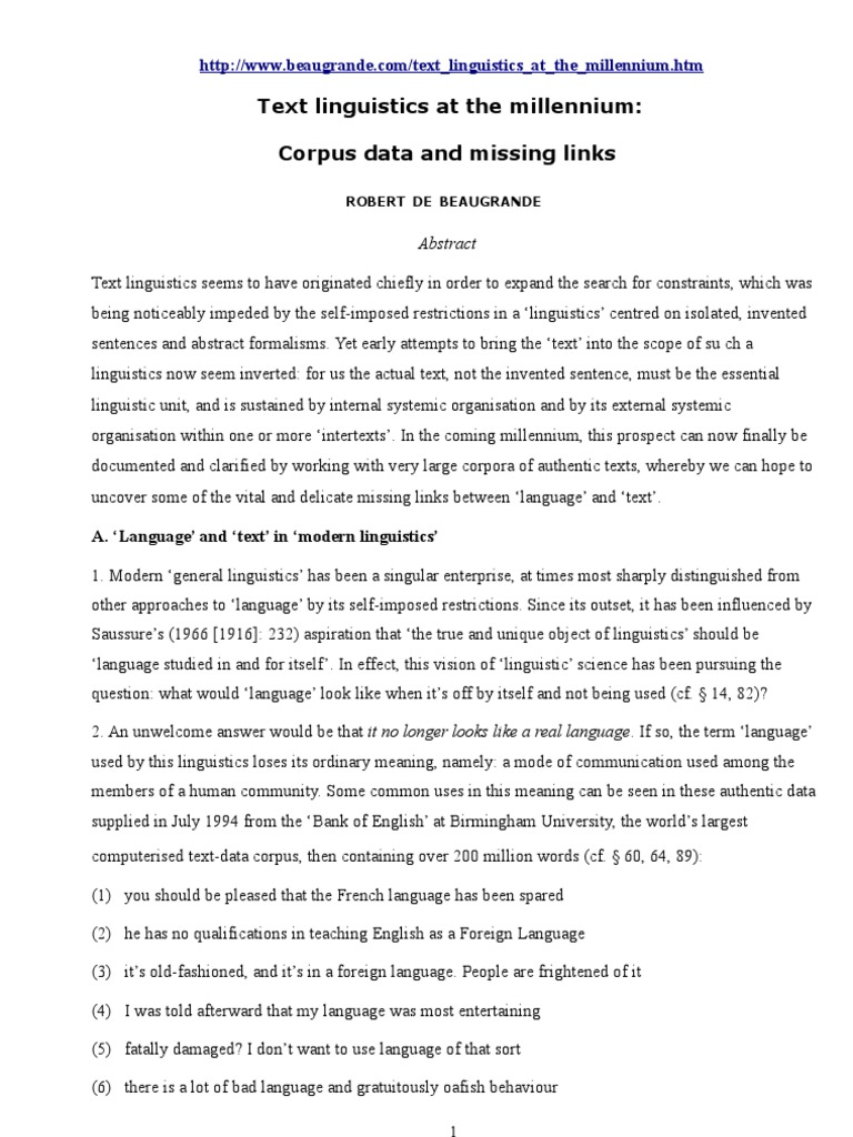Text Linguistics and Language Dynamics | PDF | Linguistics | Theory