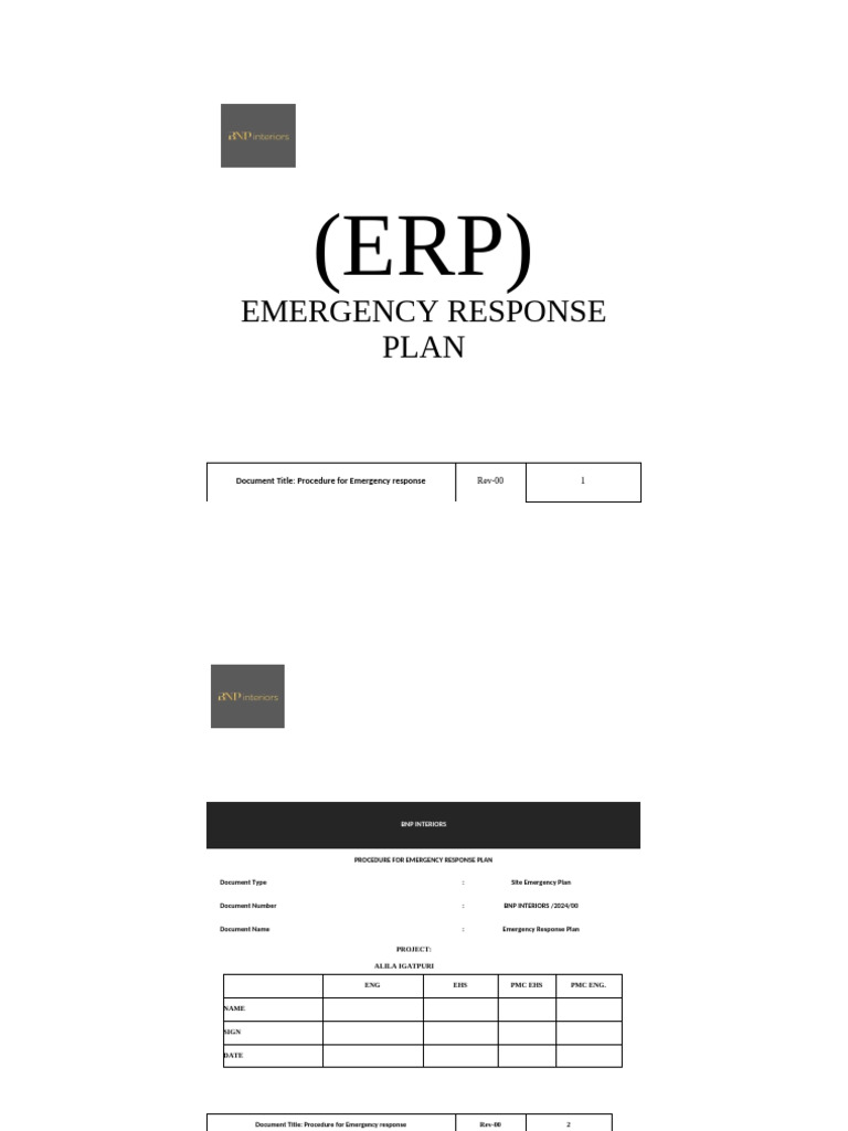Emergency Response Plan Procedure | PDF | Flood | Firefighter