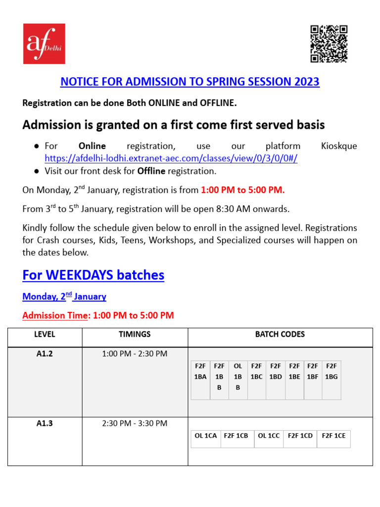 Notice For Admission To Spring Session 2023 | PDF