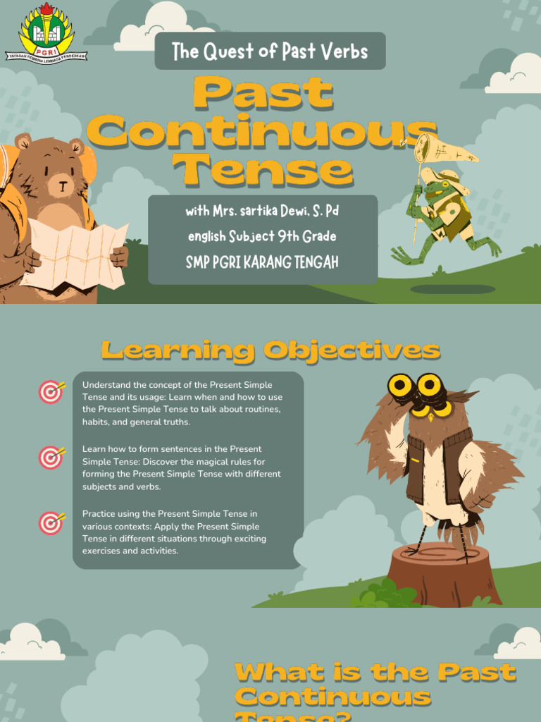 Past Continuous Tense Education Presentation in Colorful Illustration ...