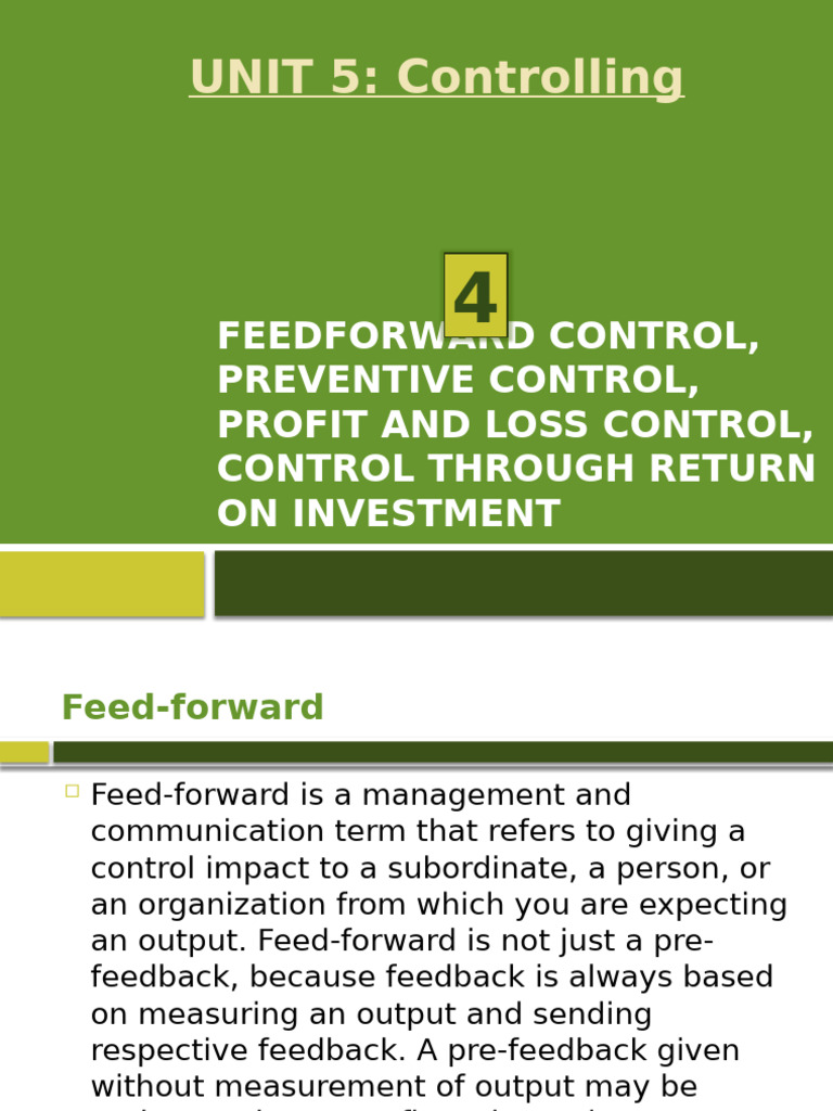 Feedforward Control in Management | PDF | Profit (Economics) | Return ...