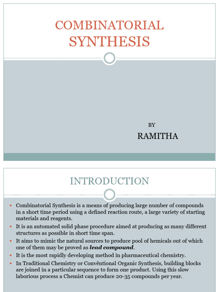Combinatorial Synthesis 83 | PDF | Organic Synthesis | Chemistry