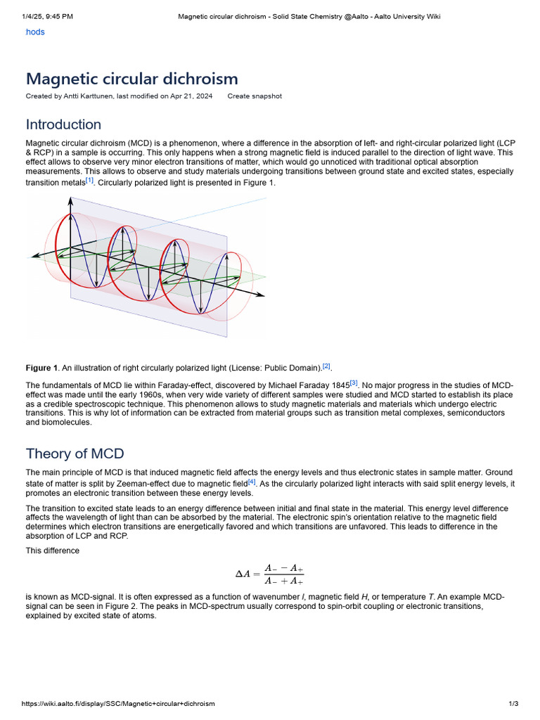 Magnetic Circular Dichroism Guide | PDF | Electromagnetism | Molecular ...