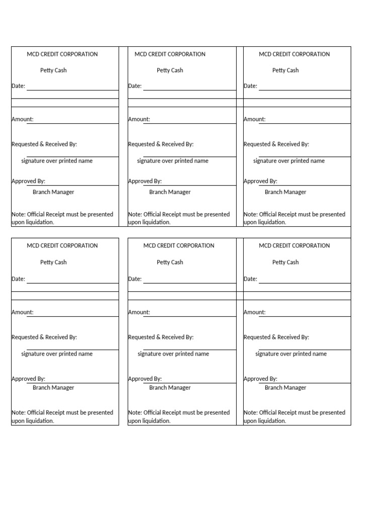 PT Cash Form | PDF