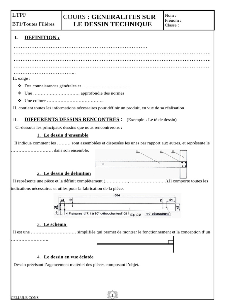 Généralités sur le dessin technique | PDF | Dessin technique | Dessin