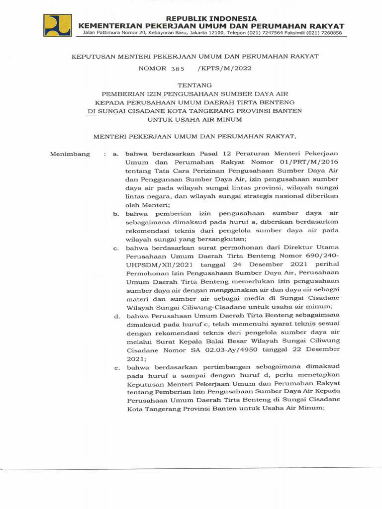 IPSDA 500 Lps Sungai Cisadane Cikokol Asrama Damatex | PDF
