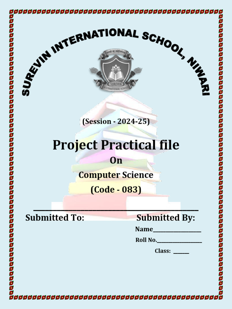 PRACTICAL FILE FRONT PAGE- 12th CS with python | PDF