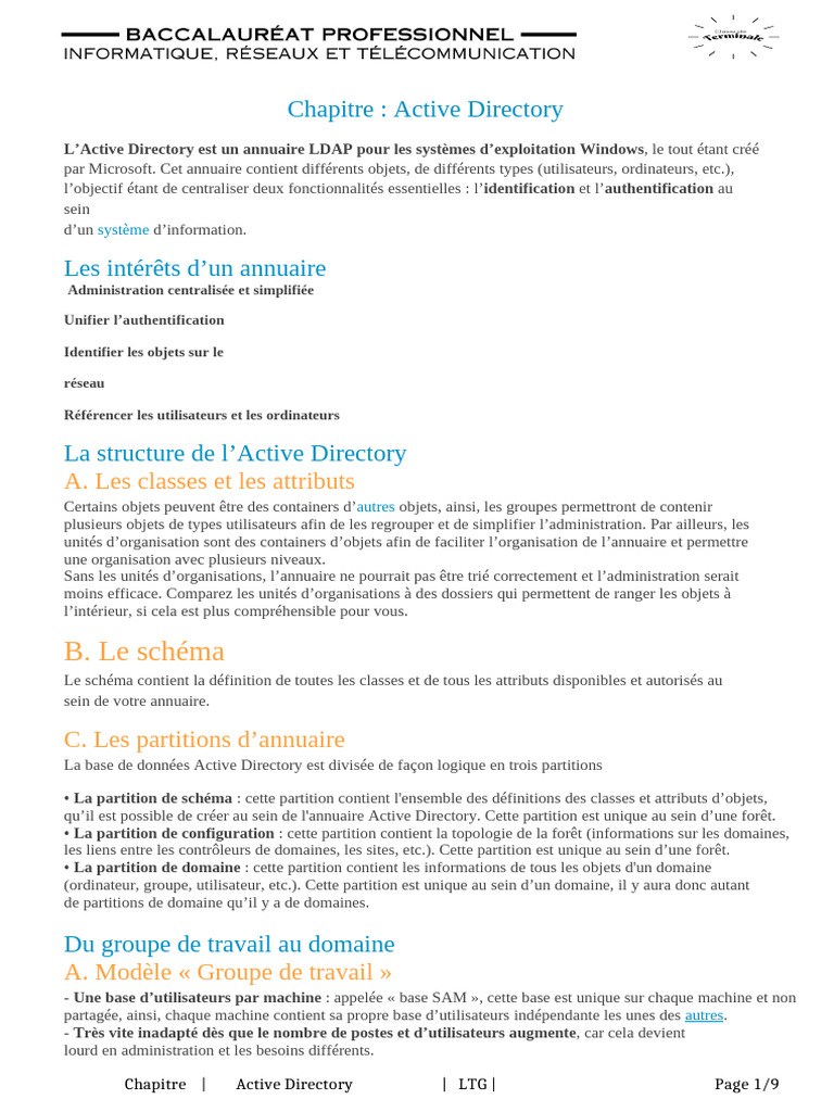 Comprendre l'Active Directory en détail | PDF | Active Directory ...