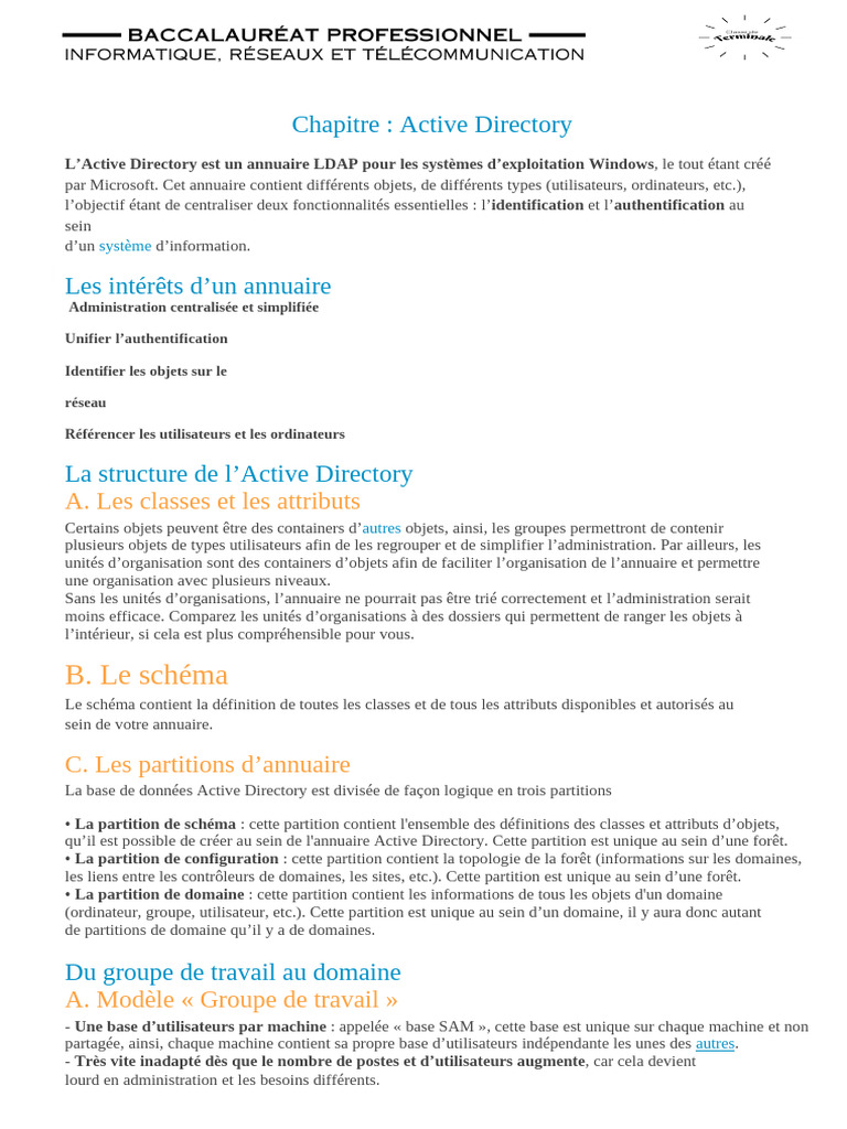 Introduction à Active Directory et ses composants | PDF | Active ...