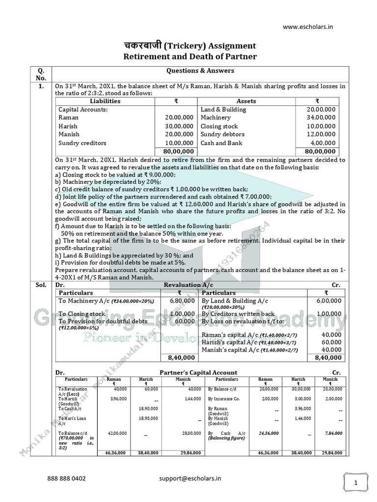 Partner Retirement Accounting Guide | PDF | Balance Sheet | Goodwill ...