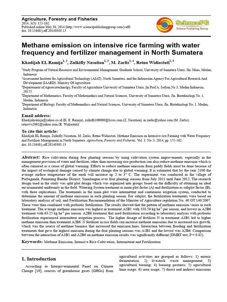Methane Emissions in Rice Farming | PDF | Greenhouse Gas | Agriculture