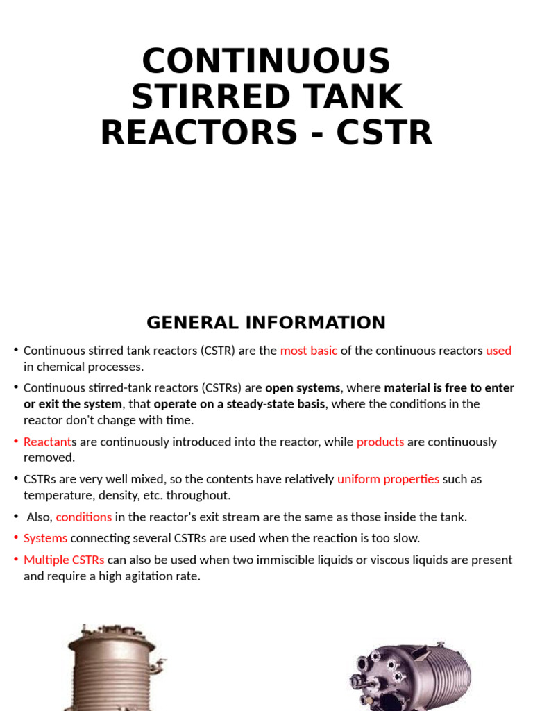 Overview of Continuous Stirred Tank Reactors | PDF | Chemical Reactor ...