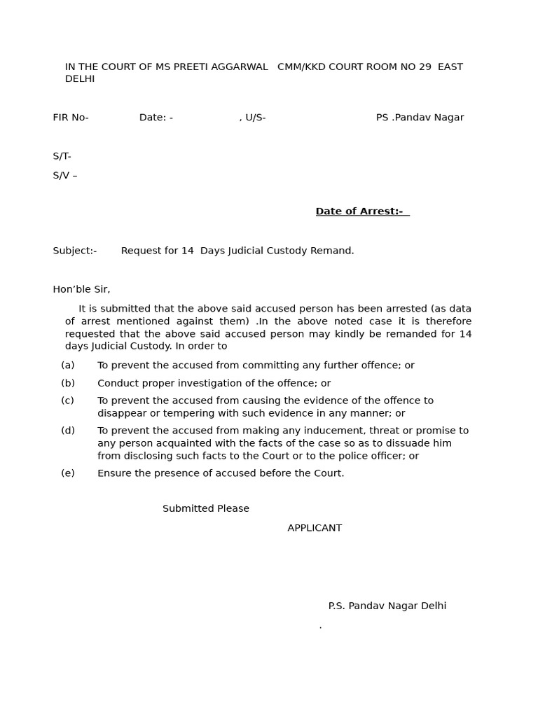 Judicial Custody and Chargesheet Requests | PDF | Criminal Law | Arrest