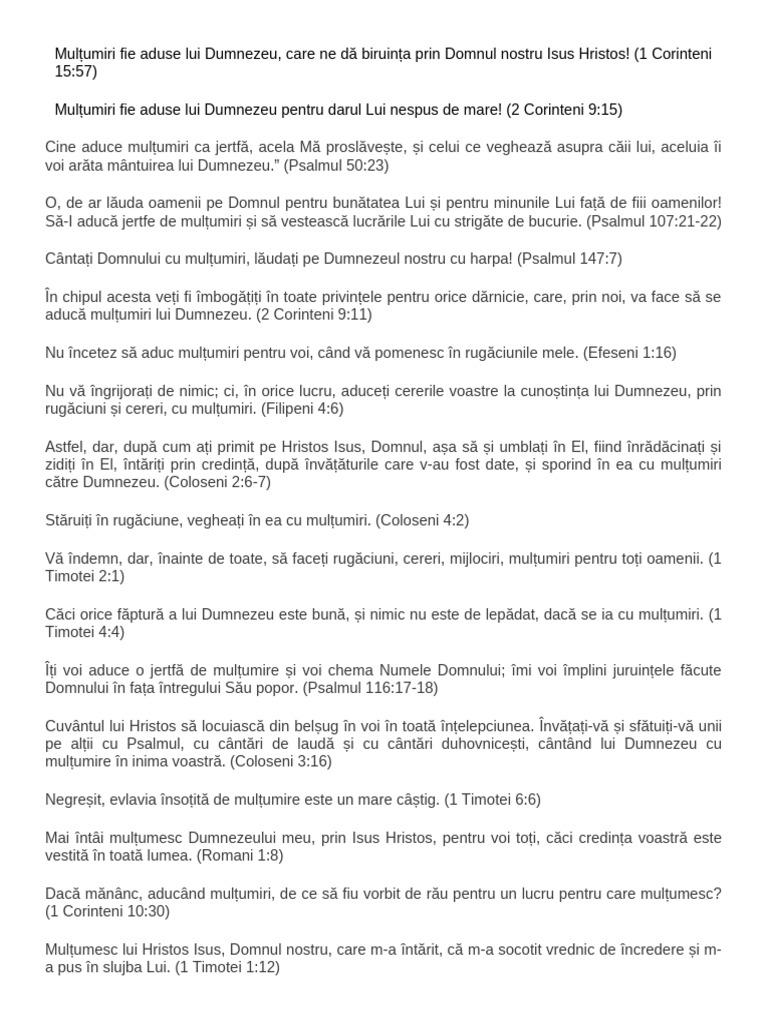 Versete de Multumire | PDF