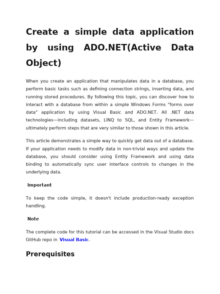 Build a Simple Data App with ADO.NET | PDF | Parameter (Computer ...
