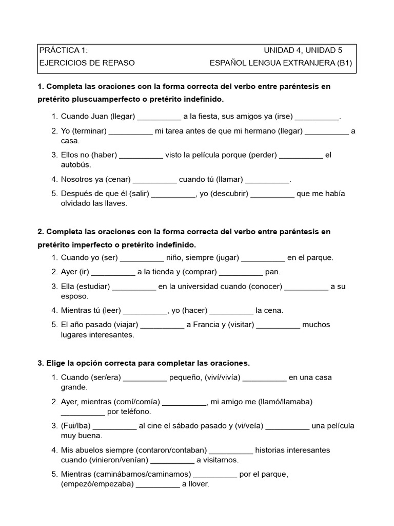 Práctica 1. Unidad 4,5,6. Ejercicios de Repaso | PDF | Ropa | Vandalismo