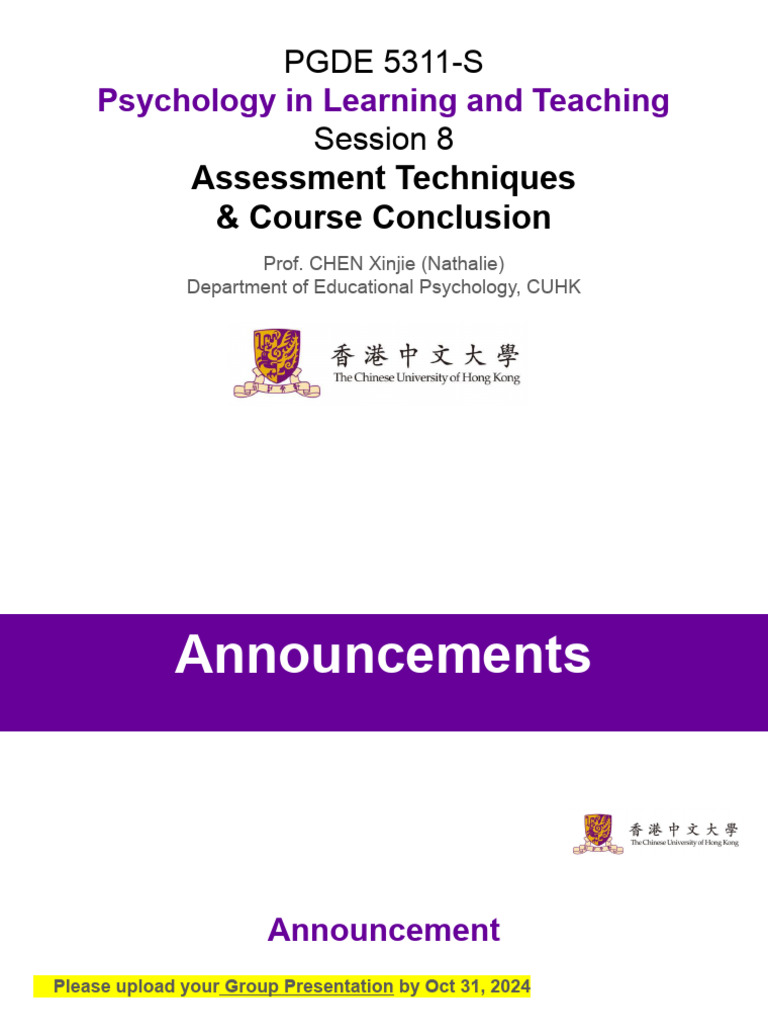 Session 8 - Edu Psy - 5311-S | PDF | Educational Assessment | Motivation