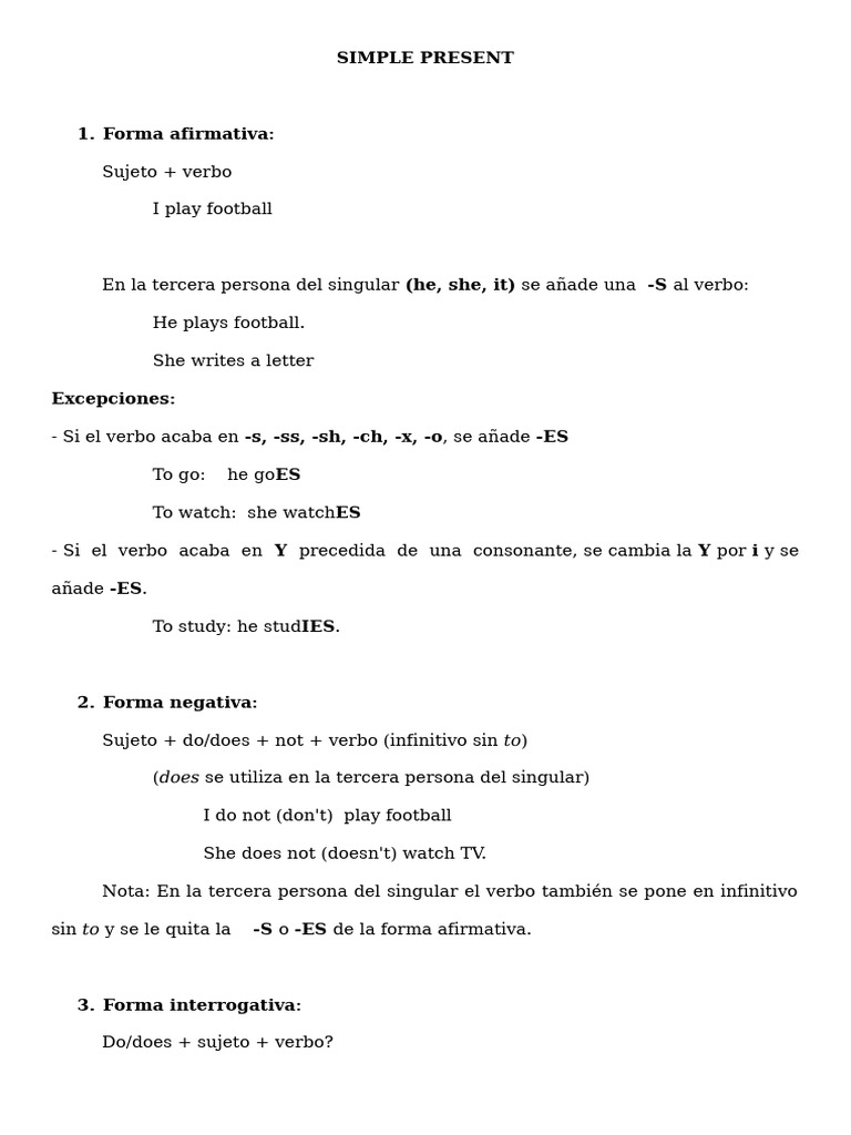 Teoría del Presente Simple | PDF