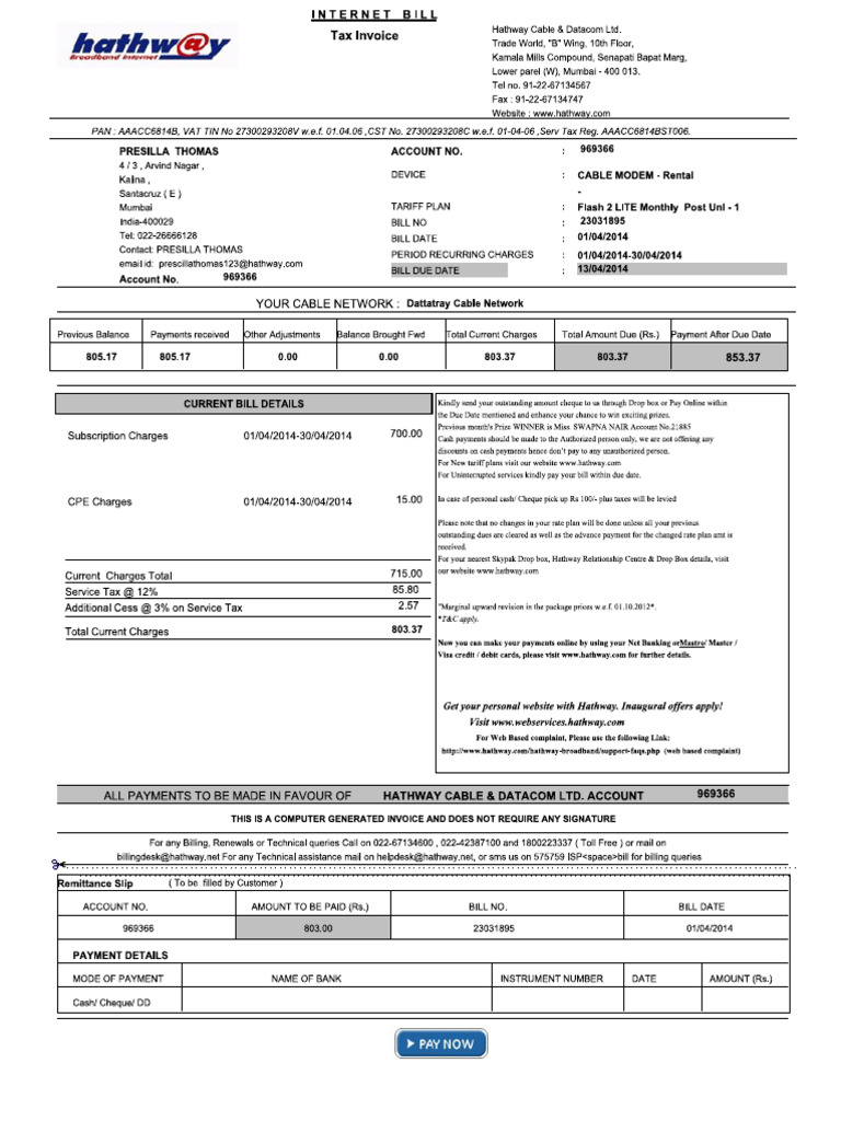Internet Bill | PDF