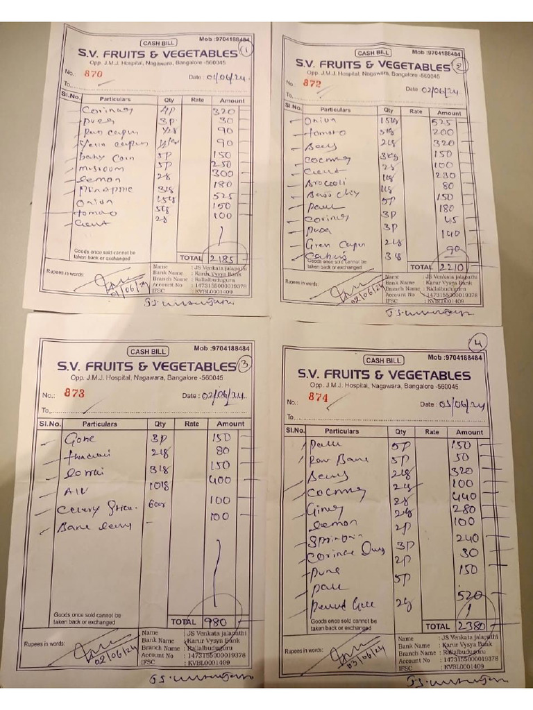 Vegetable & Fruits Invoce | PDF