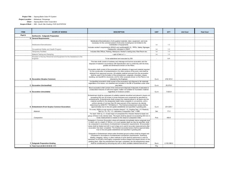SBEC - Site Gradig (For Quotation) | PDF | Earth Sciences