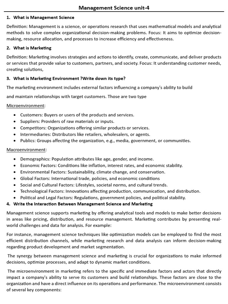 Marketing & Management Science Guide | PDF | Pricing | Marketing