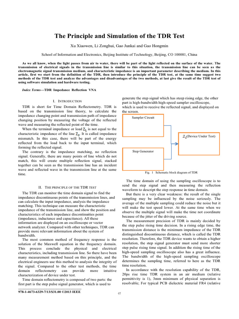 TDR Test Principles and Simulation Techniques | PDF | Transmission Line ...