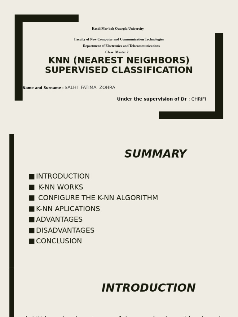 KNN Supervised Classification Overview | PDF