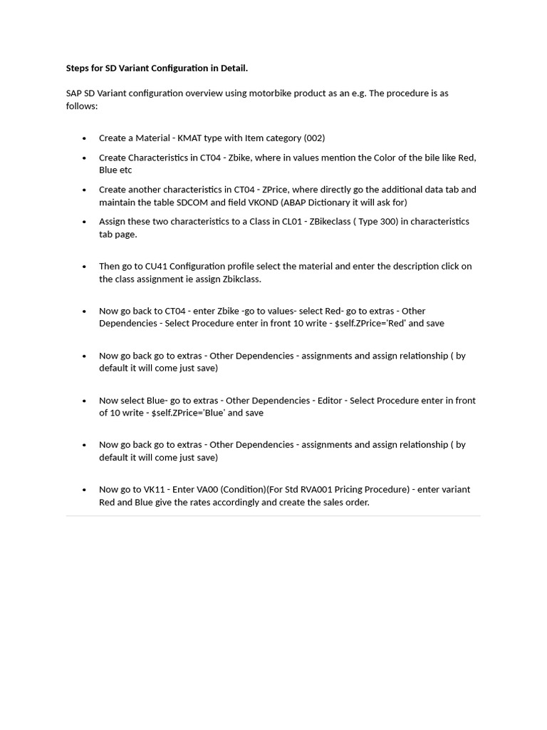 Steps - Variant Configuration | PDF