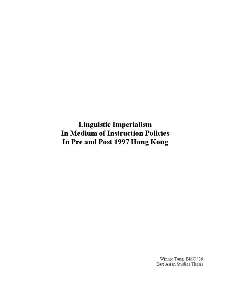 Linguistic Imperialism in Hong Kong | PDF | Imperialism | Hong Kong