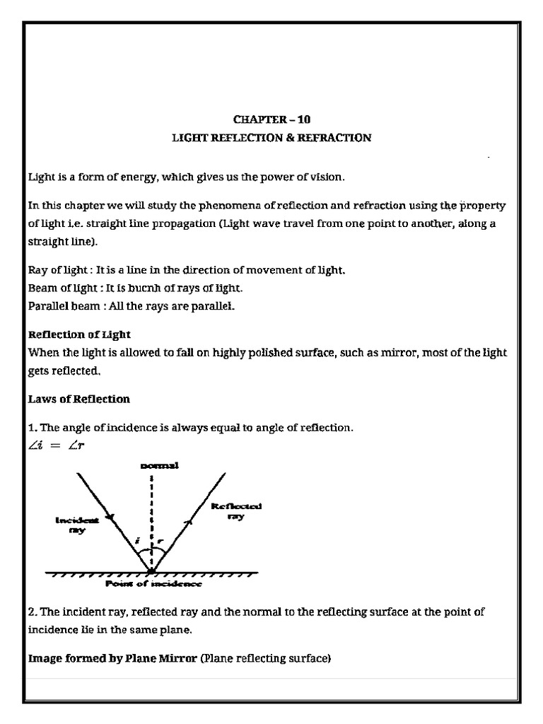 Revised 10 - Science - Notes - 10 - Light - Reflection - and ...
