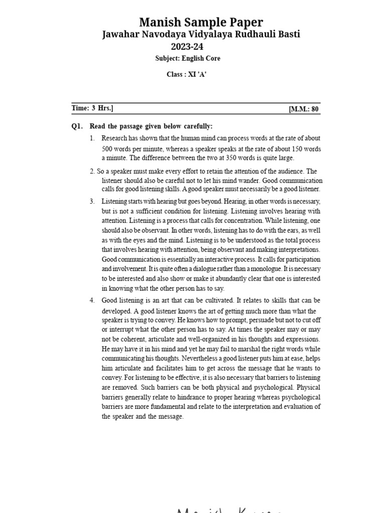 Manish Sample Paper | PDF | Mahatma Gandhi | Peace