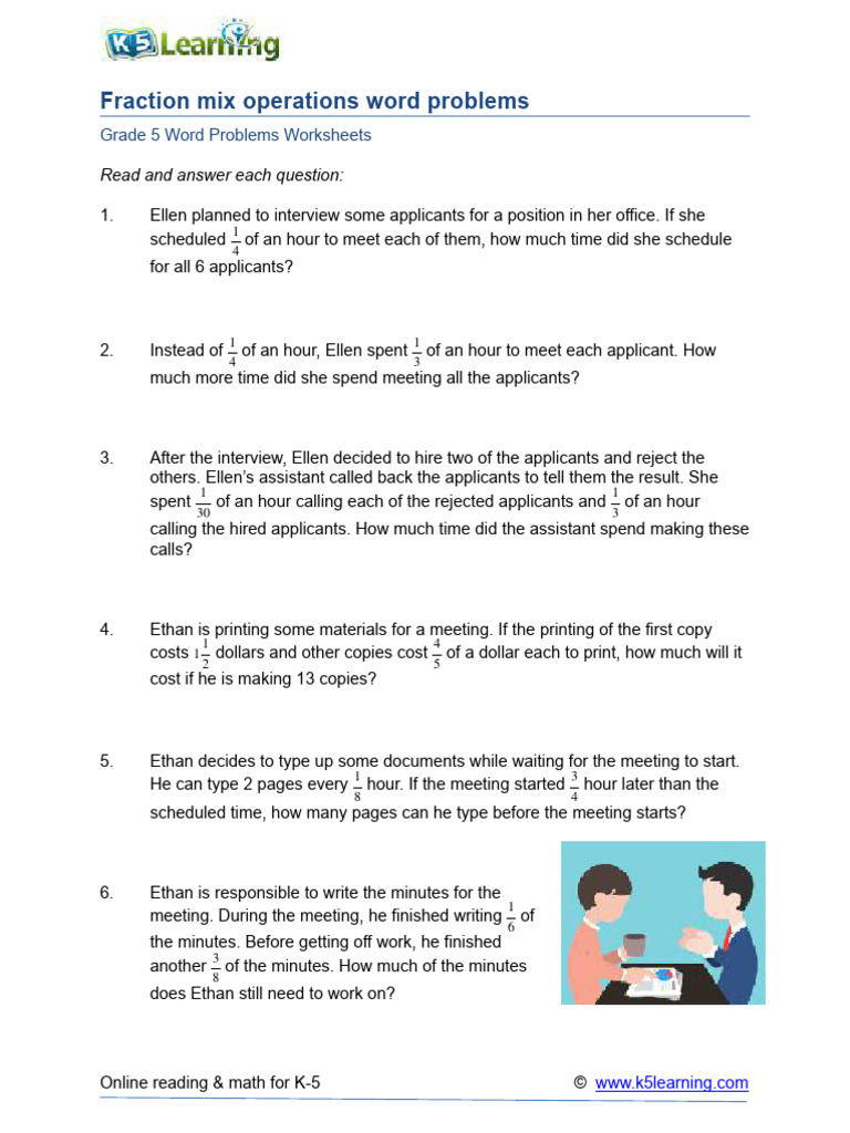 Grade 5 Fraction Word Problems | PDF