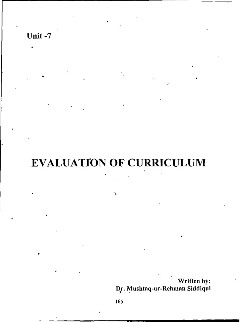 Evaluation Of Curriculum Unit 7 Pdf