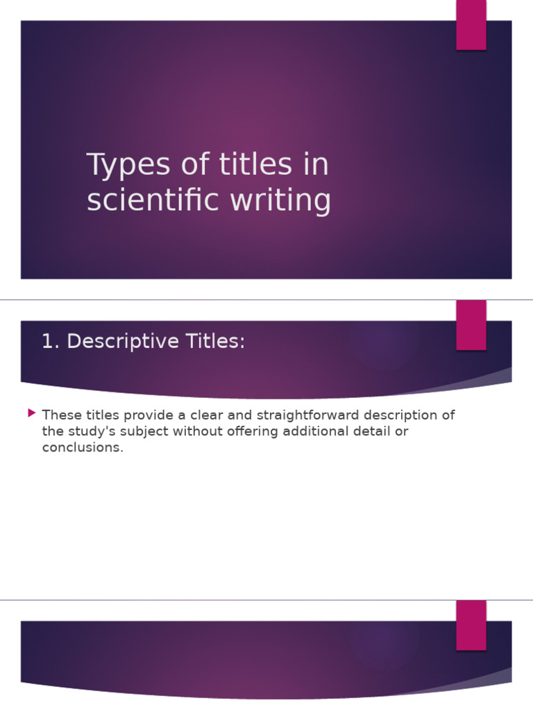 Types of Scientific Writing Titles | PDF | Periodontology | Artificial ...