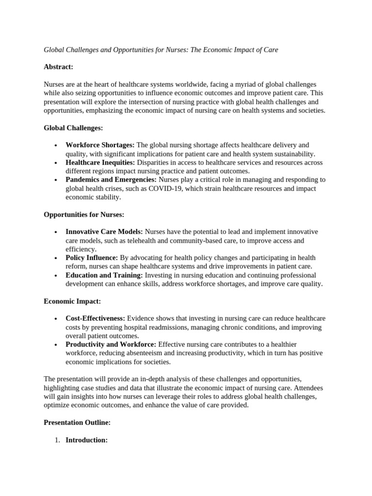 Nursing S Global Economic Impact Pdf Nursing Health Care