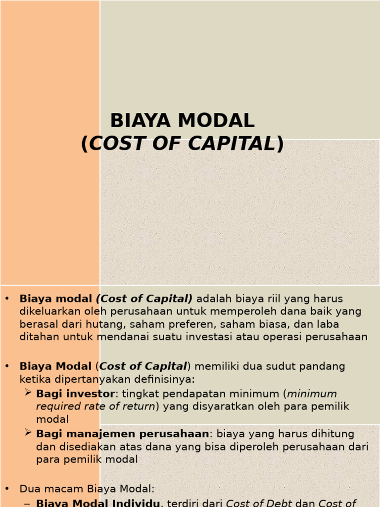 Memahami Biaya Modal dan Struktur Modal | PDF