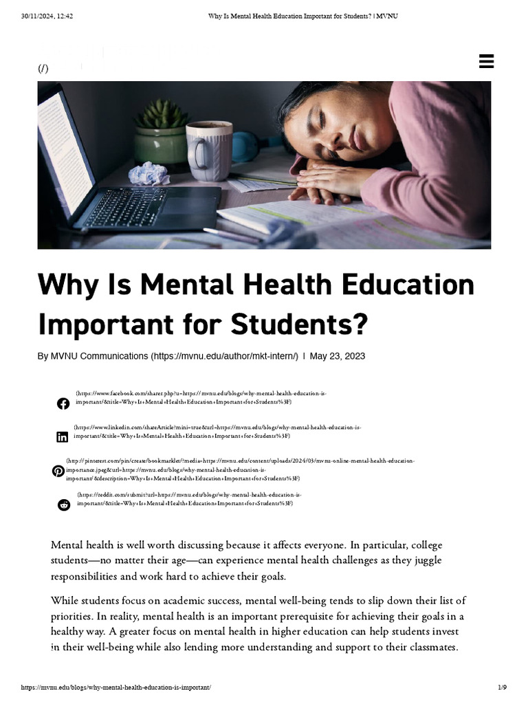 Importance of Mental Health Education | PDF | Mental Health | Psychotherapy