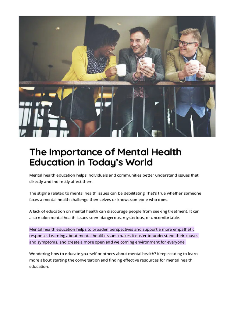 The Importance of Mental Health Education in Today's World - Wellin5 ...