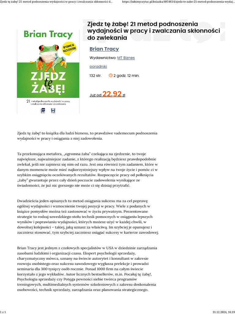 Zjedz T Ab: Zjedz T Ab ! 21 Metod Podnoszenia Wydajno Ci W Pracy I ...