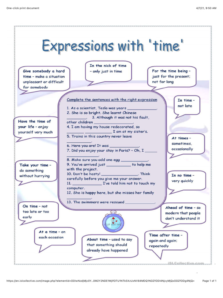 Exercise Expressions With Time | PDF