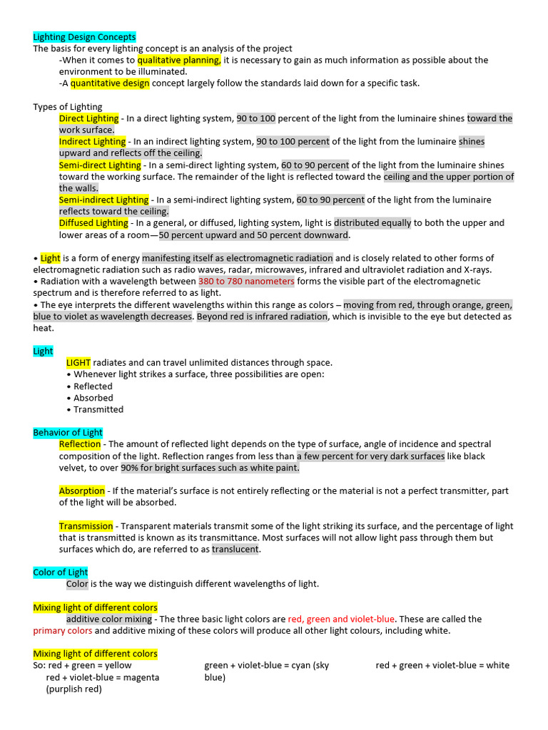Essential Lighting Design Concepts | PDF | Lighting | Color