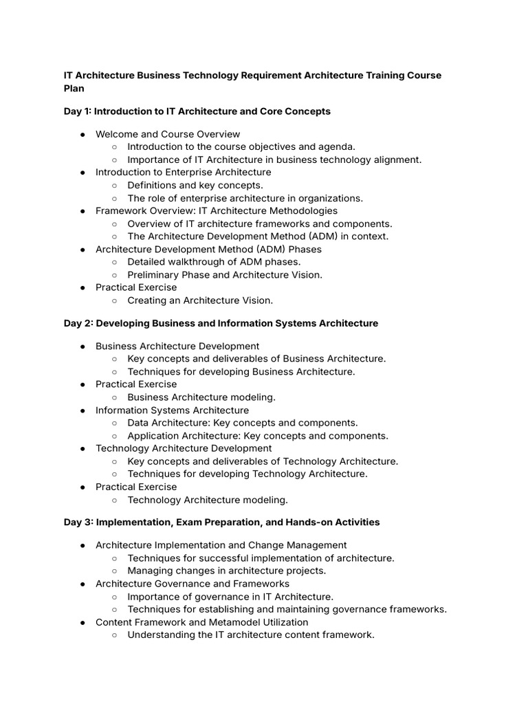 IT Architecture Training Course Overview | PDF | Enterprise ...
