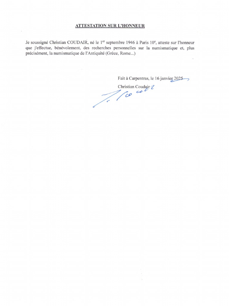 Attestation Sur L'honneur | PDF